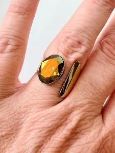 Bague cristal ovale bronze doré