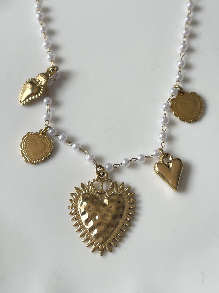 Collier Sweet coeur blanc doré