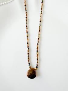 Collier pierres Gaby marron doré