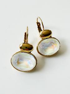 Boucles cristal blanc opaque doré