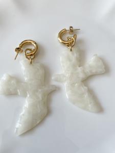 Boucles Hirondelle blanc doré