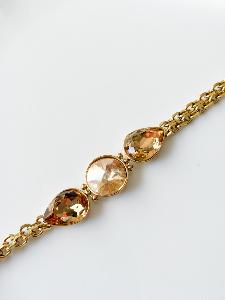 Bracelet strass goutte beige doré