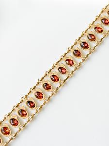 Bracelet large strass marron doré