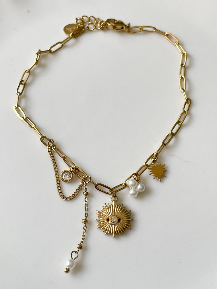 bracelet de cheville soleil doré