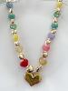 collier coeurs multicolore doré