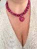 Collier perles coeur lie de vin