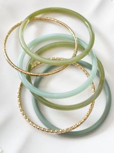 bracelets 6 rangs vert doré