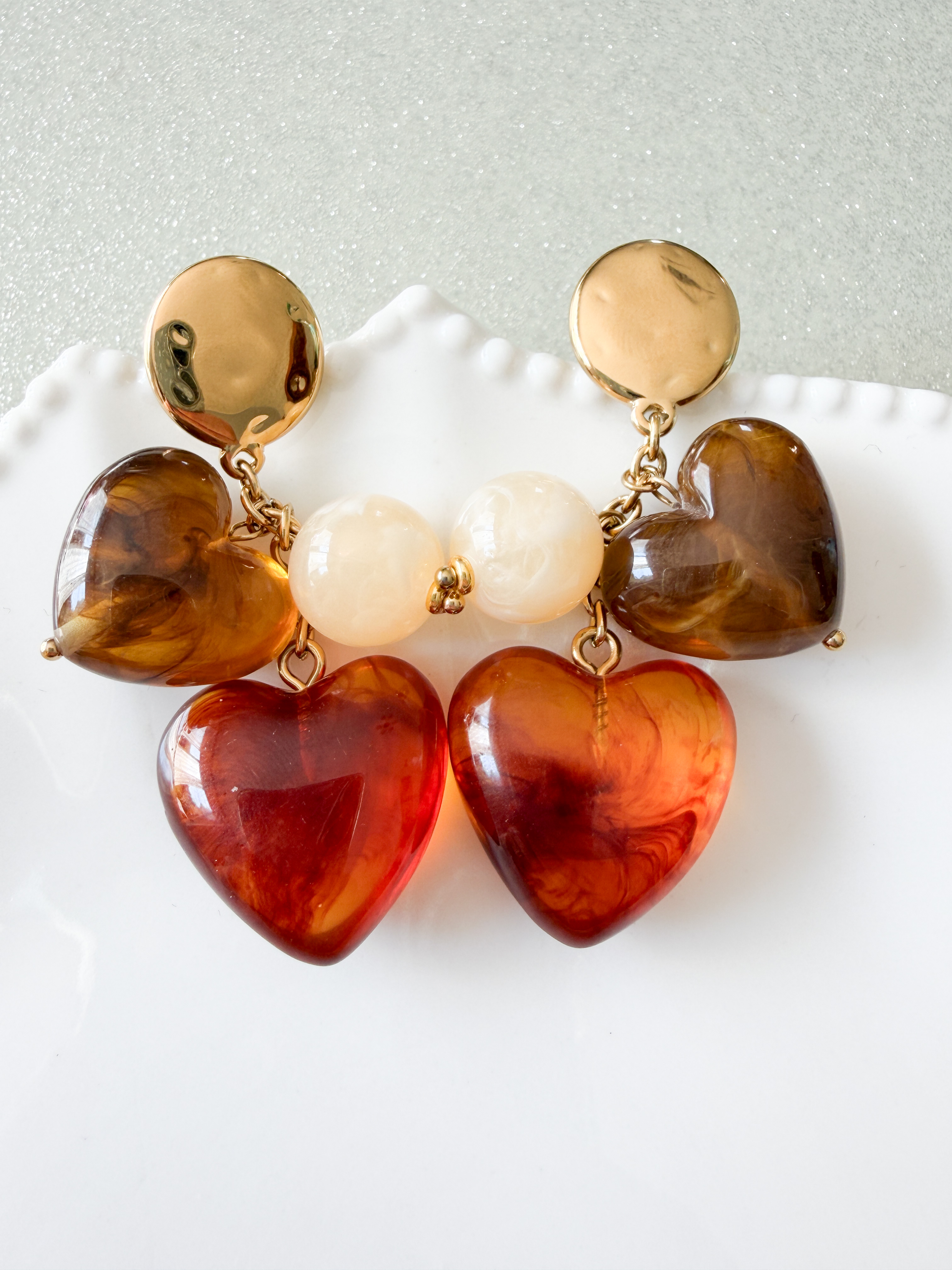 Boucles Tilda coeur marron doré