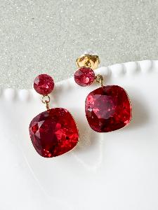 Boucles cristal délicate rouge doré