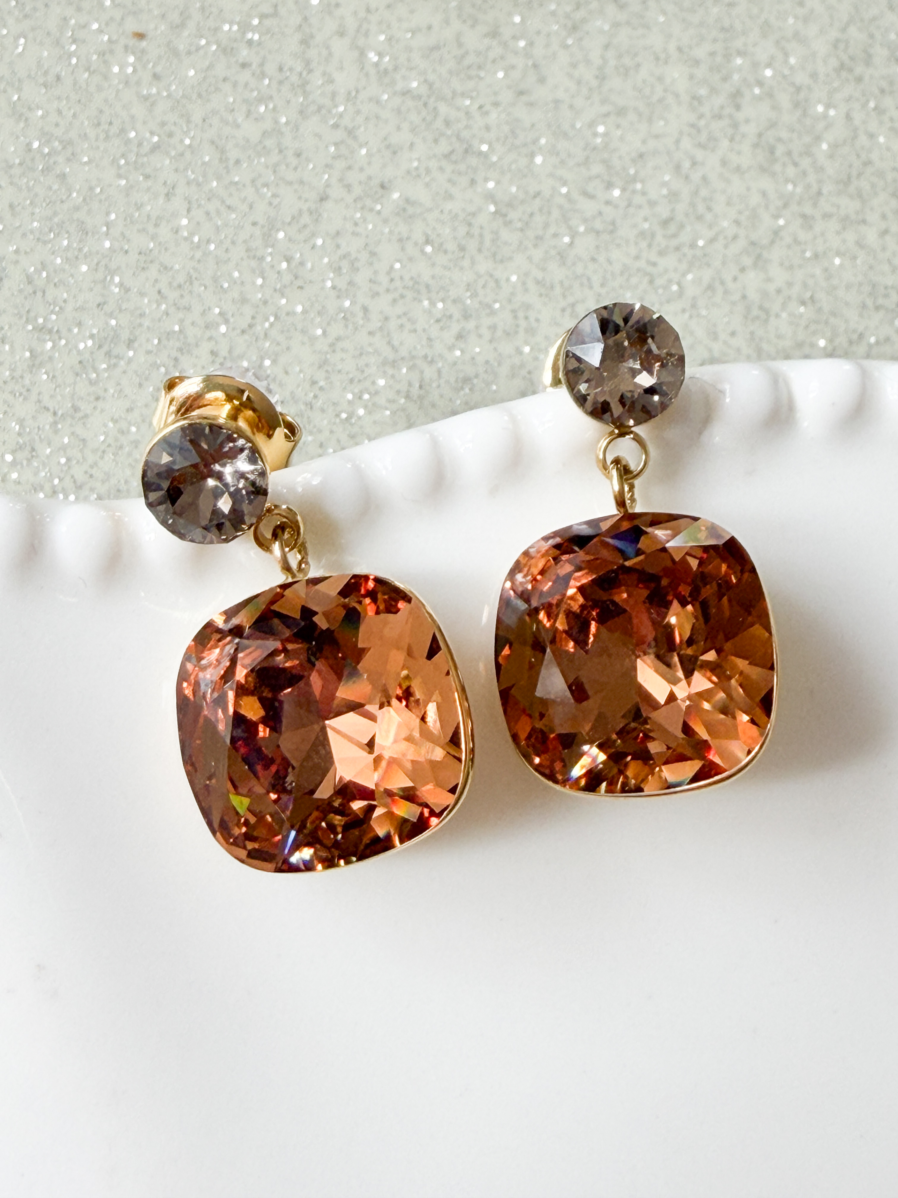Boucles cristal délicate marron doré