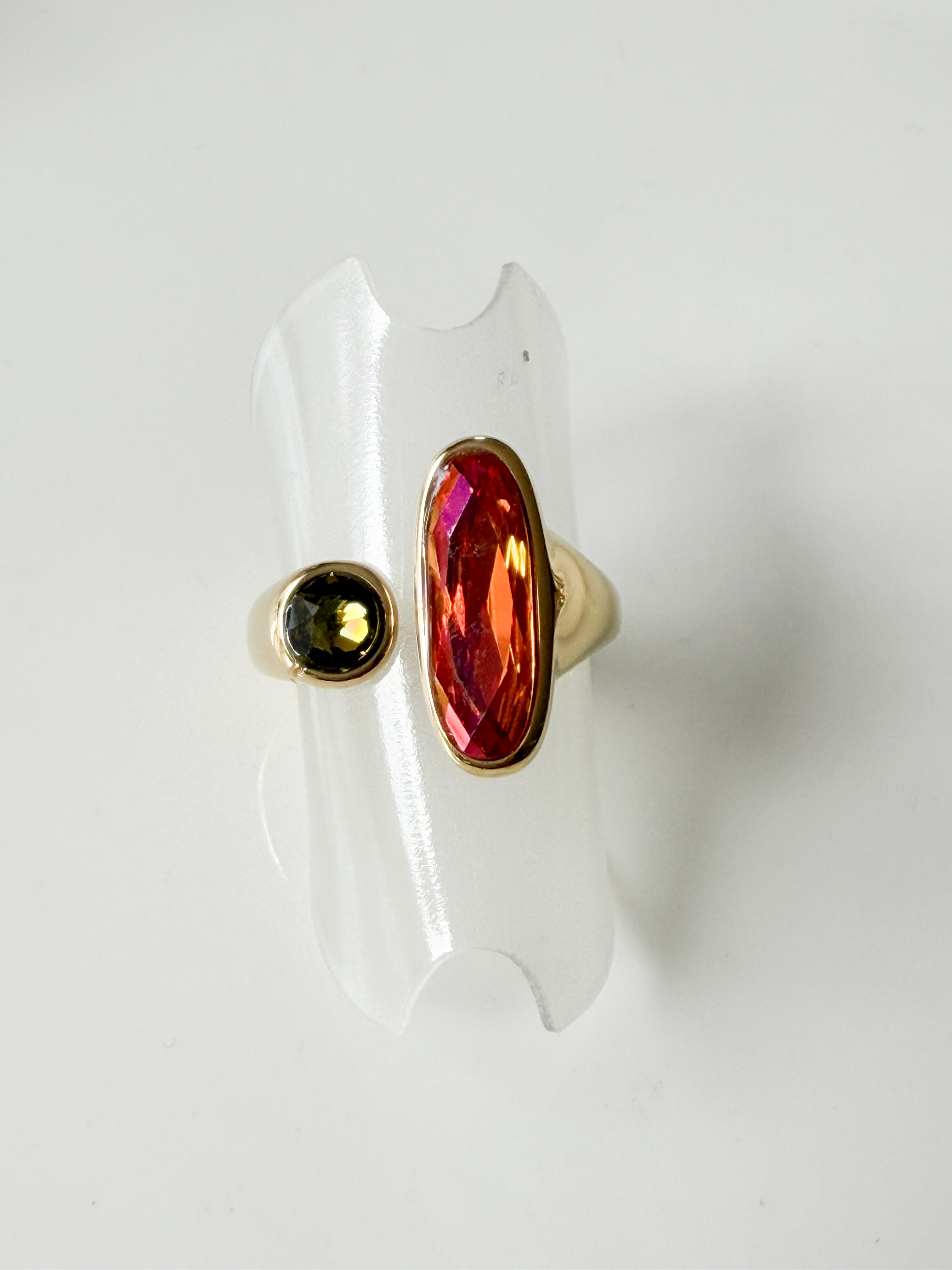 Bague Cristal fine orange rose doré