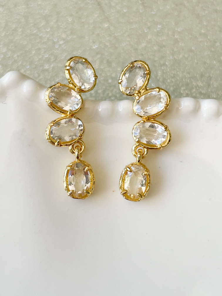 Boucles pierres Ornella blanc doré