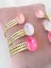 Bracelet cristal large rose clair doré