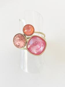 bague cristal rose orangé doré