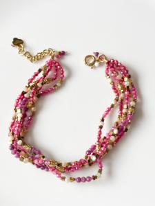 Bracelet pierres Delhi rose violet doré