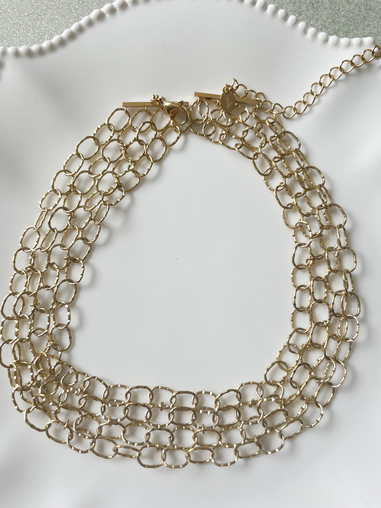 Collier Jade multi rangs doré