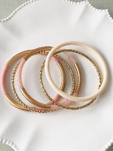 Bracelet 5 rangs fin rose doré