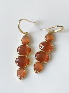 boucles pierres Adèle brique doré