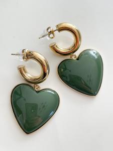 boucles Léa coeur kaki doré