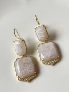 Boucles pierres Ivoire doré