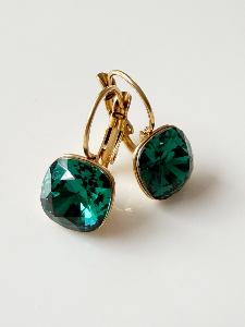 Boucles cristal BB vert doré