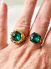 Bague cristal solo vert doré