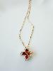 Collier fleur strass rose doré