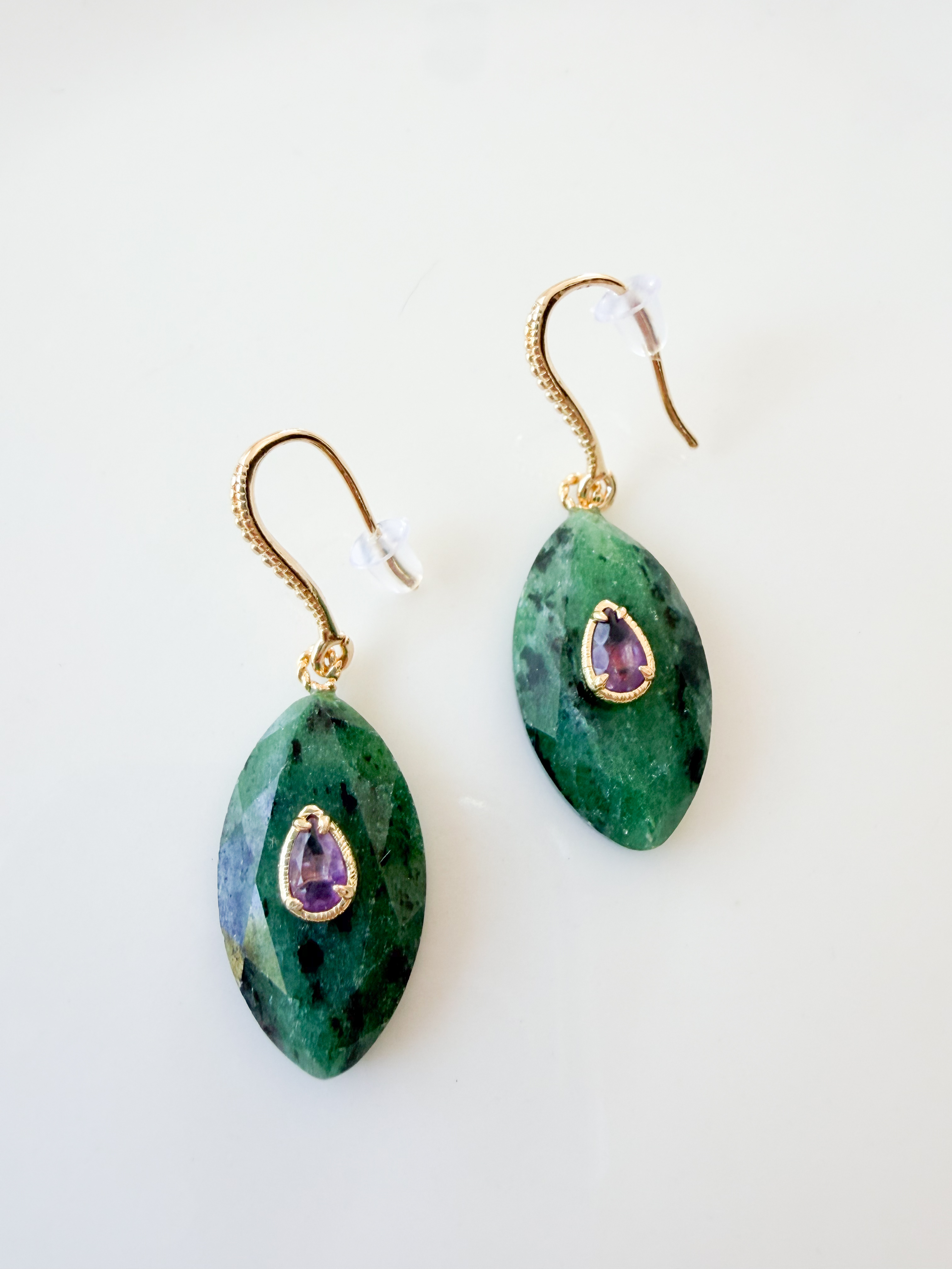Boucles pierres Naya vert doré