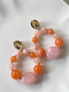 boucles Biba rose orangé doré