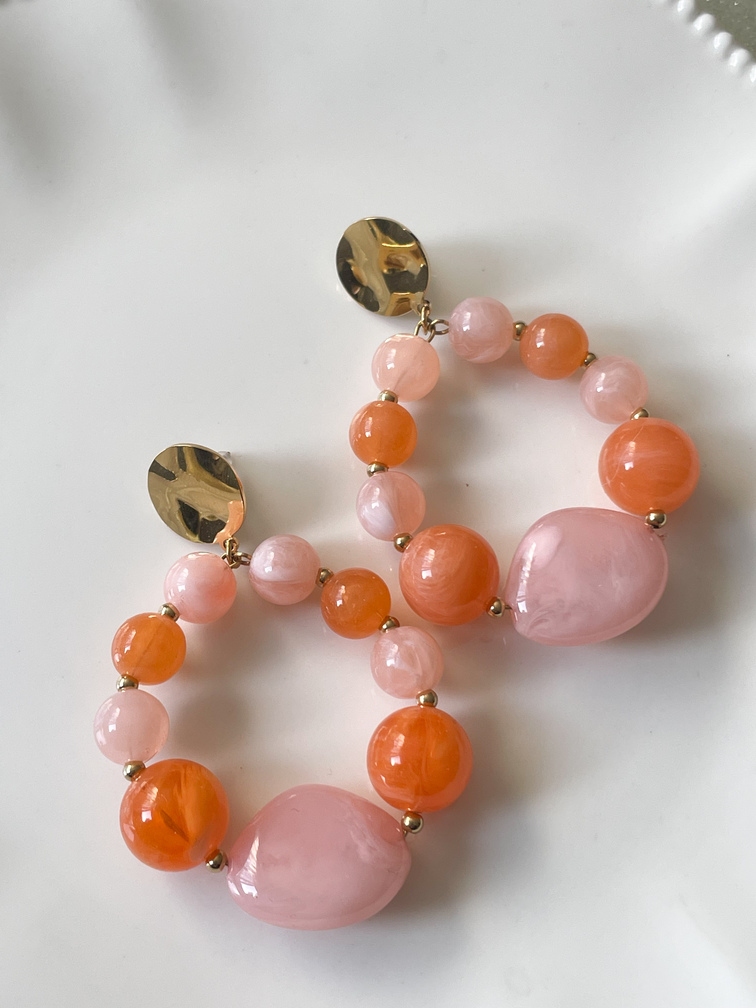 boucles Biba rose orangé doré