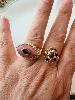 Bague pierres fleurs doré 