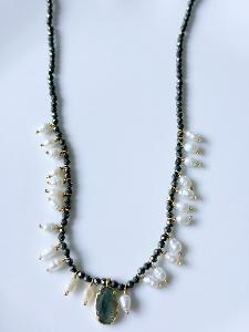 Collier pierres Randy gris doré