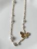 Collier Papillon blanc doré