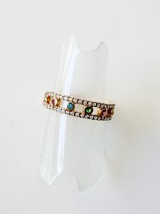 Bague arc en ciel strass doré