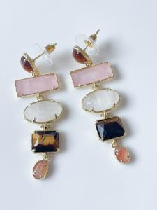 Boucles Jaipur small pierres rose doré