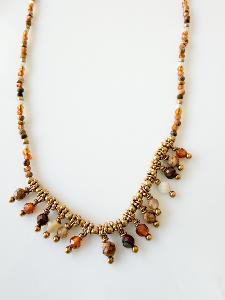 Collier pierres Zélie marron doré