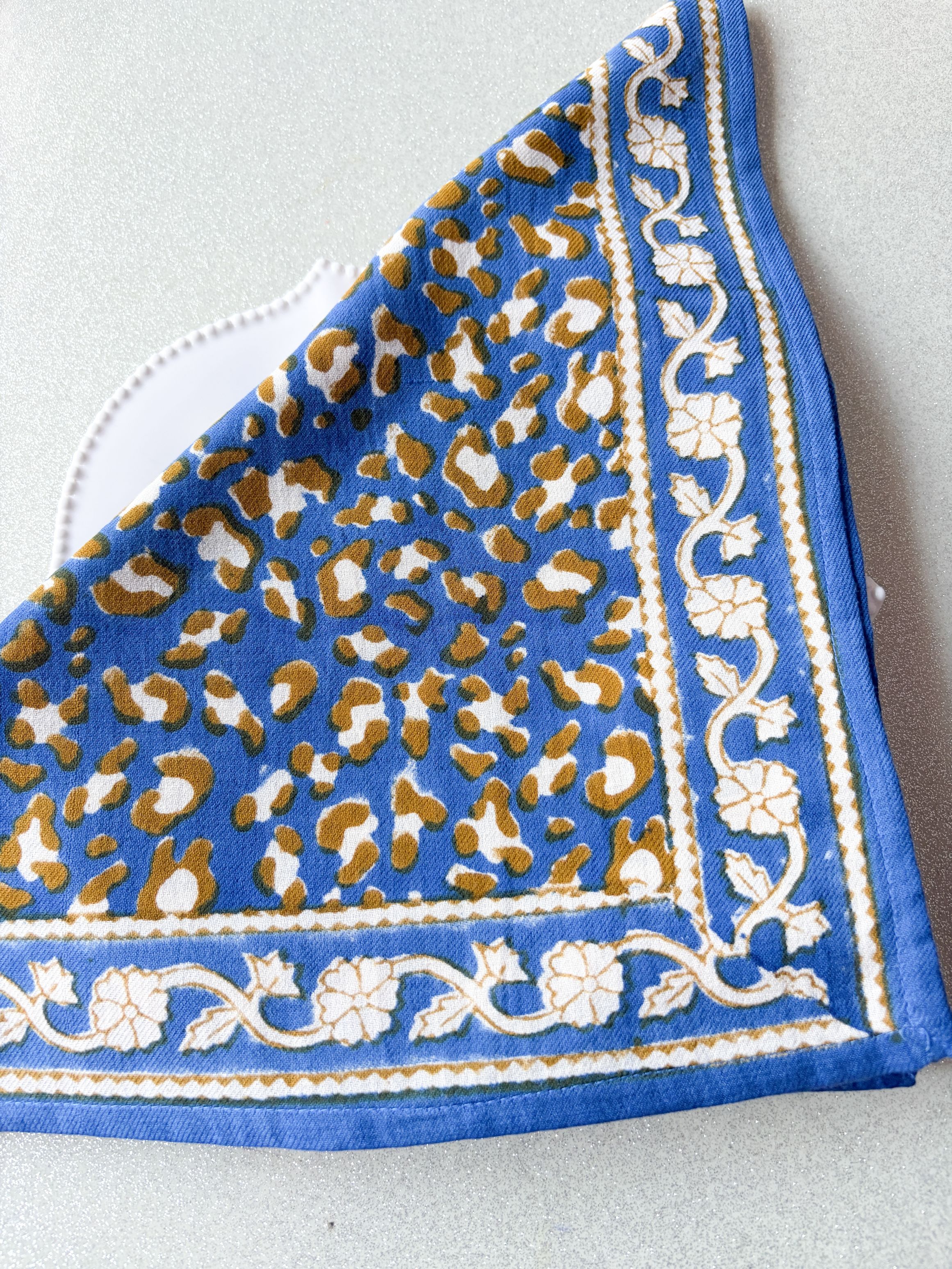 Foulard Bonheur du jour small fleurs bleu