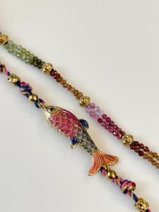 Bracelet poisson rose bleu doré