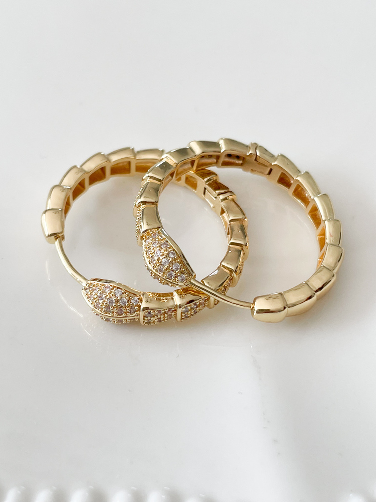 Boucles créoles serpent strass doré