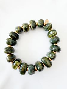 Bracelet Paula perles kaki doré