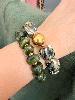 Bracelet perles kaki camouflage doré