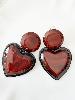 Boucles CLIP coeur résine marron