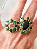 Bague pierres Nina vert doré 