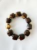 Bracelet perles marron doré
