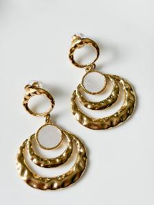 Boucles Byzance nacré blanc doré