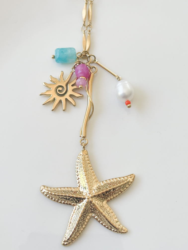 collier sautoir étoile de mer doré