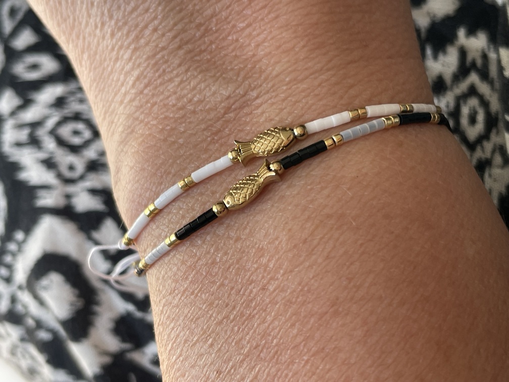 bracelet poisson blanc doré