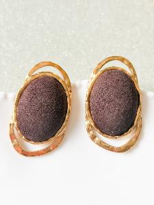Boucles tissu ovale marron doré