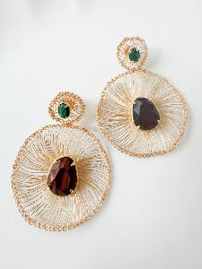 Boucles pierres Gloria marron doré