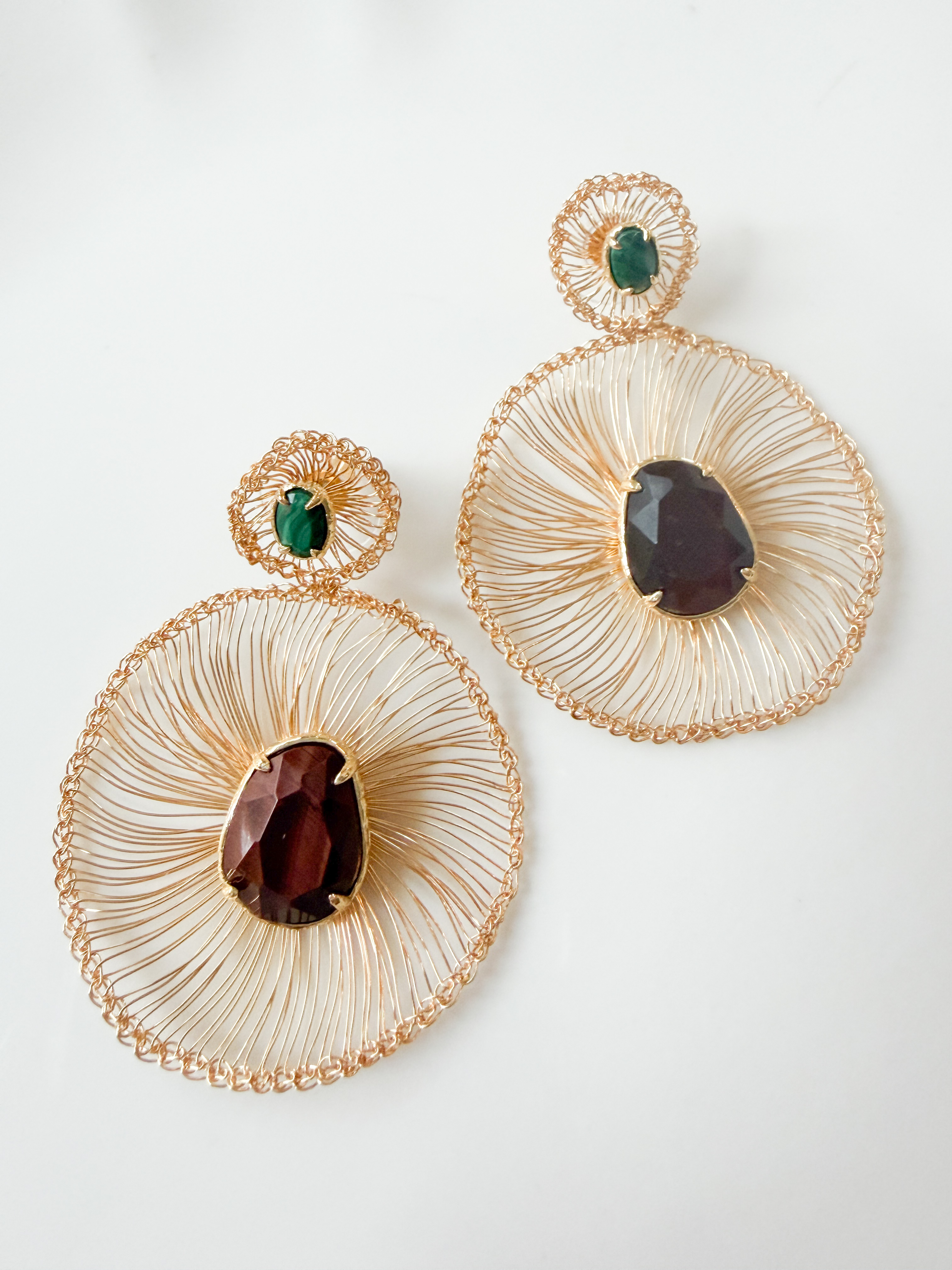 Boucles pierres Gloria marron doré